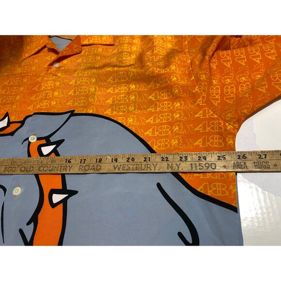 Vintage 90’s Y2K 48 Jeans USA 2XL Bulldog Orange Factory Button Shirt - Picture 4 of 9